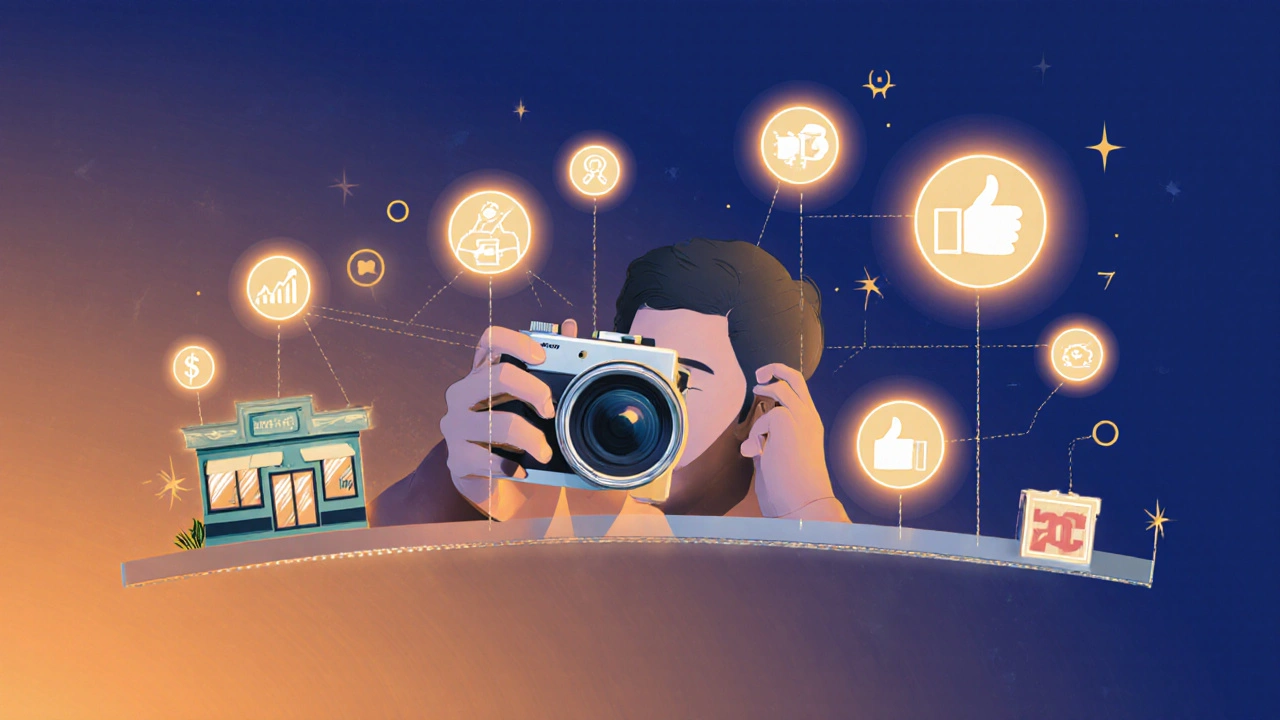 Fotograf als Verbindung zwischen Unternehmen und wachsendem Geschäftserfolg durch Bildgeschichten.