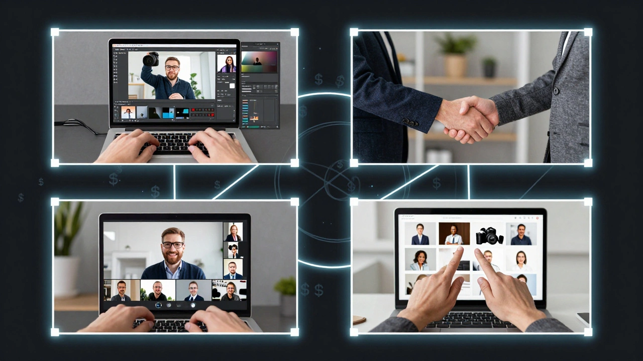 Konzeptuelle Darstellung der verschiedenen Einkommensquellen eines Fotografen.