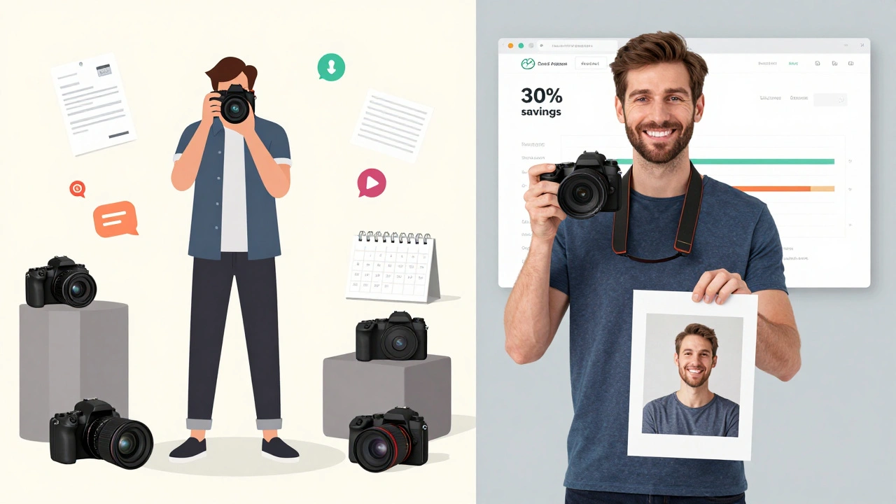 Zwei Wege eines Fotografen: einer überwältigt von Kosten, der andere erfolgreich mit zufriedenem Kunden und klarem System.