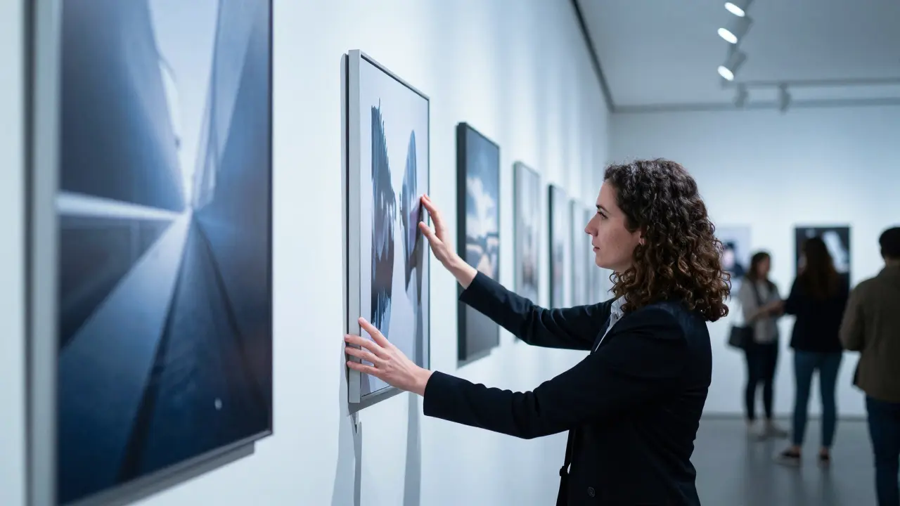 Kunstfotograf vor Ausstellung in Galerie